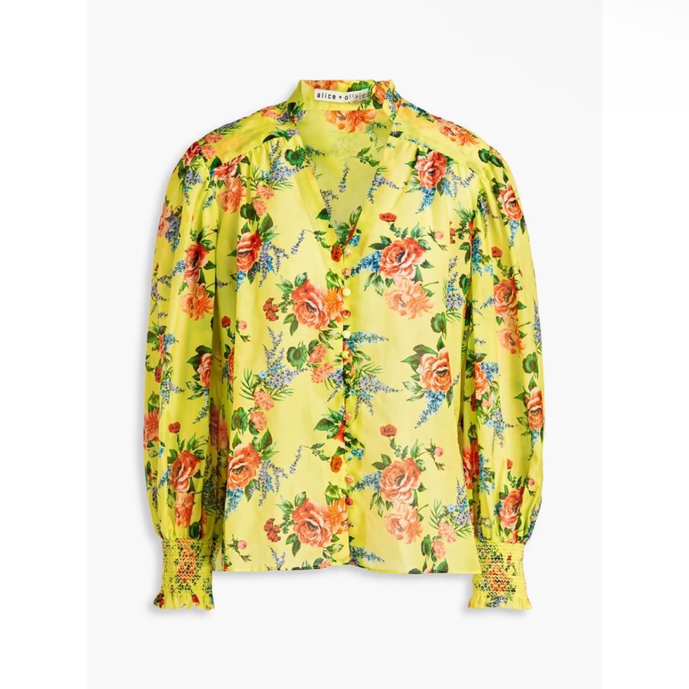 Alice & Olivia Serena Floral Print Blouse